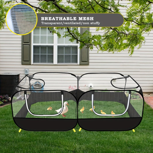 Large Foldable Chicken Pen with Mesh Enclosure