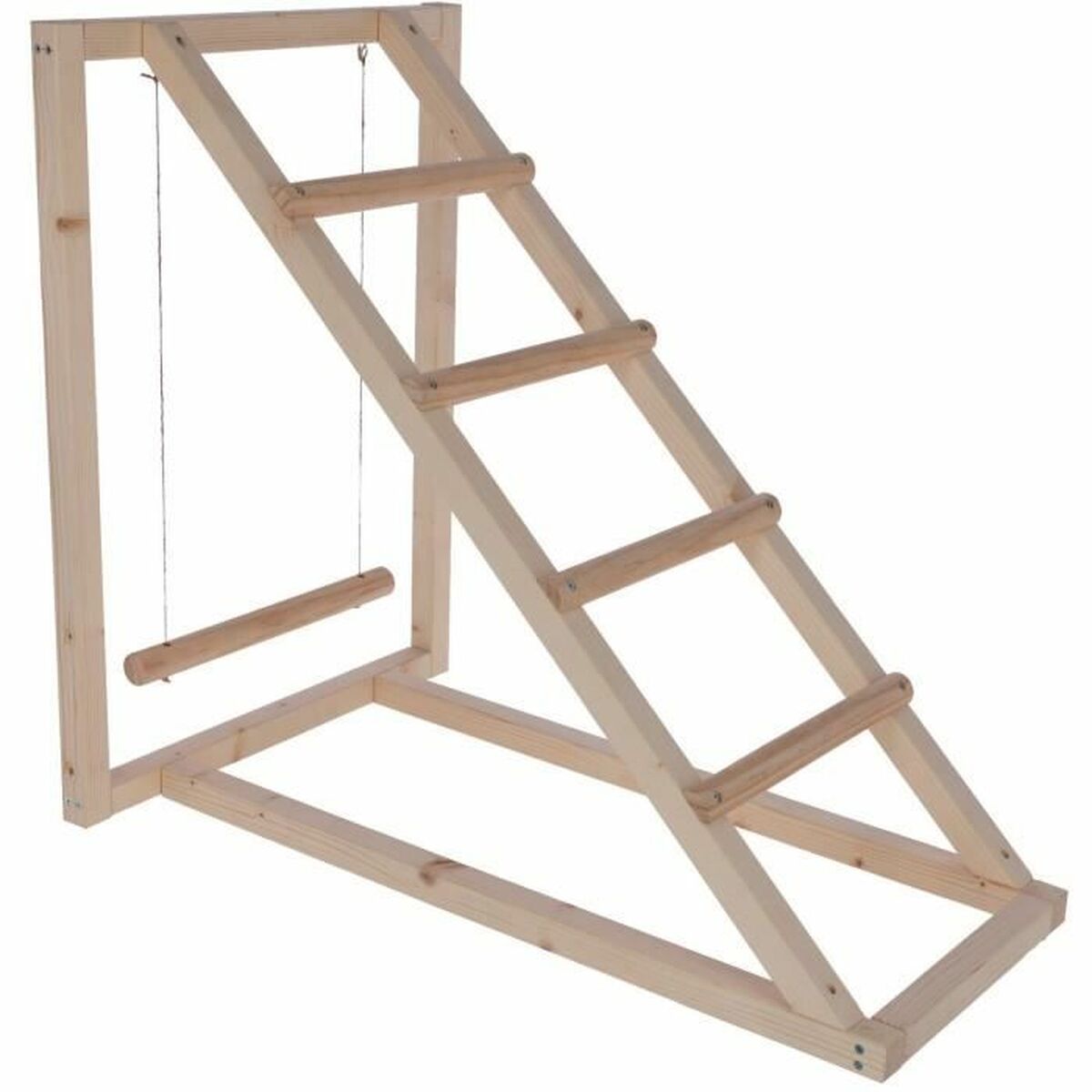 Beige staircase chicken roost with swing, 85x55x76cm, for backyard chicken coops