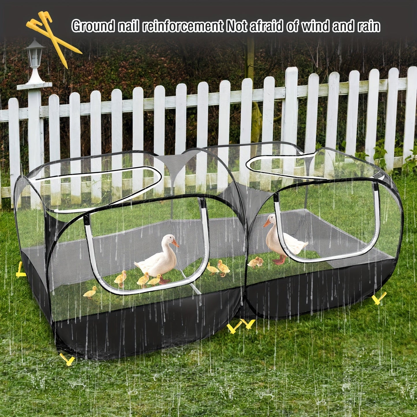 Large Foldable Chicken Pen with Mesh Enclosure