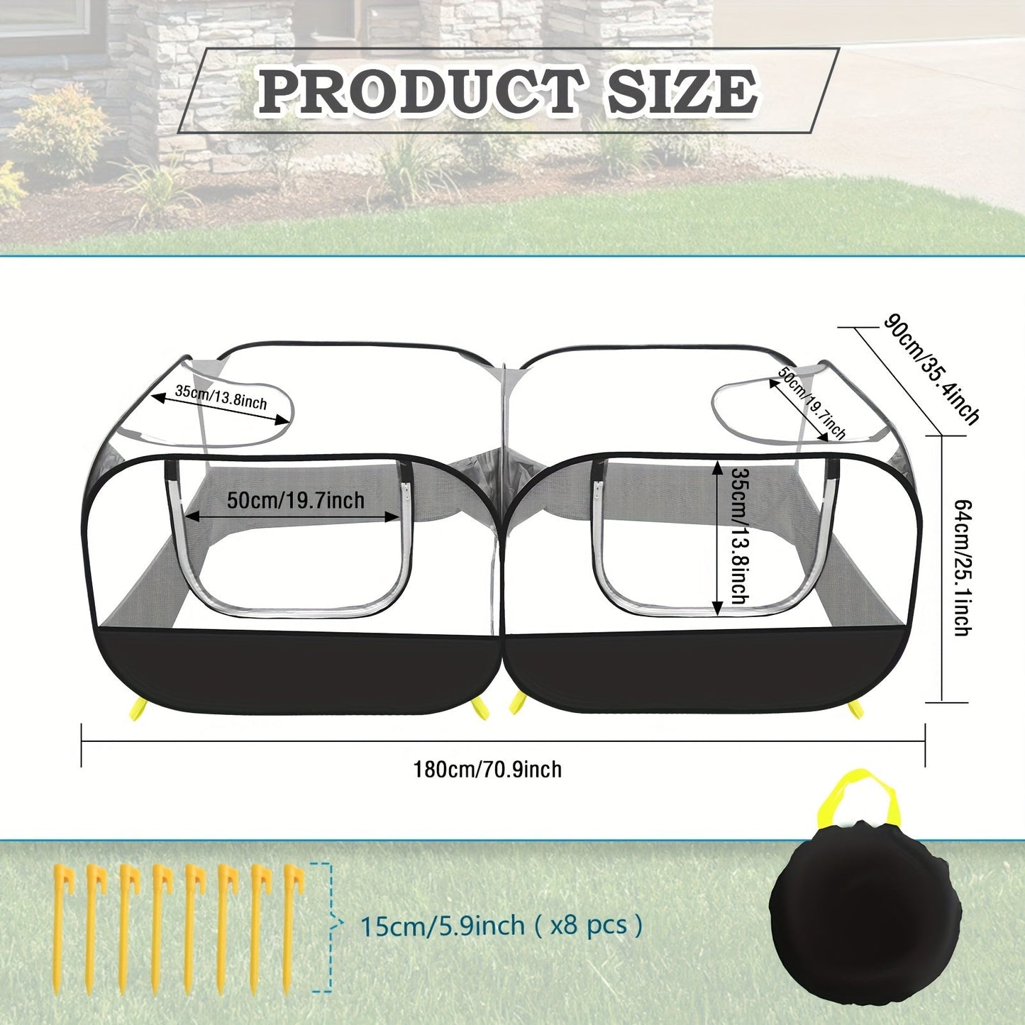 Large Foldable Chicken Pen with Mesh Enclosure