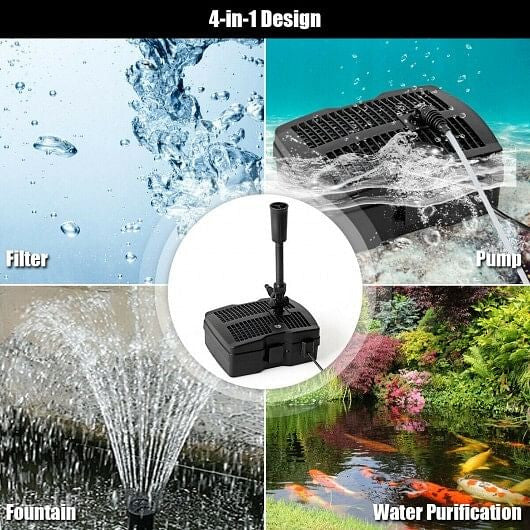 4-in-1 Pond Filter Pump with UV Sterilizer & Fountain Jet (660 GPH)