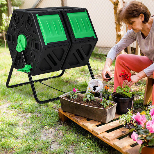 Dual Chamber Garden Compost Tumbler