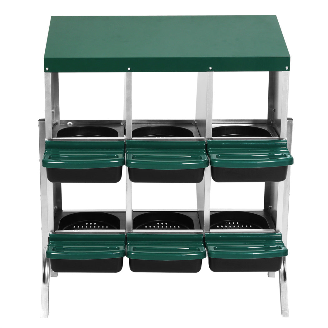 PaWz 6-hole roll-away galvanized steel chicken egg nesting box with plastic chute