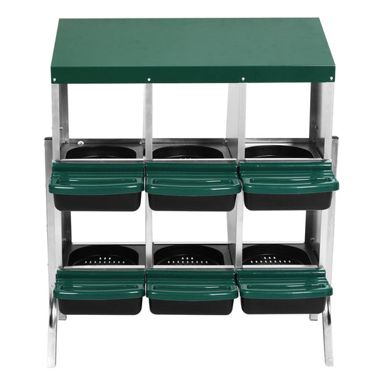 PaWz 6-hole roll-away galvanized steel chicken egg nesting box with plastic chute